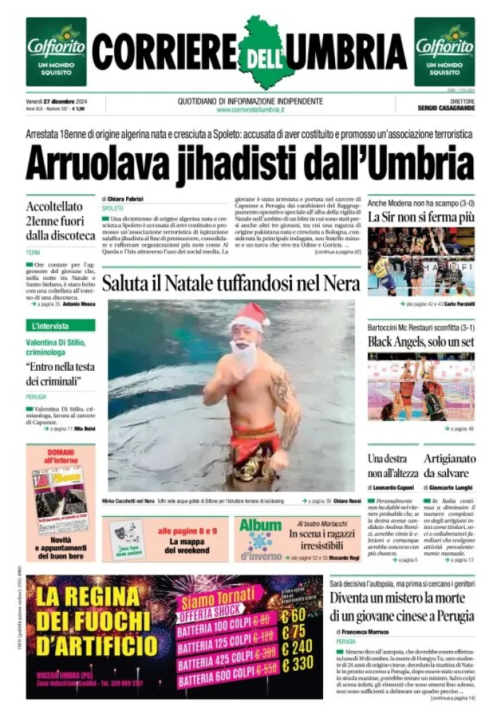 Prima-pagina-corriere umbria-del-2024-12-27